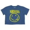 Nirvana Yellow Smiley Flower Sniffin Ladies Crop Top Junior Top -Deals Modanist Store 444957F