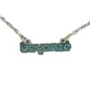 Logo (Blue/Green) On Silver Chain Necklace -Deals Modanist Store 447723F