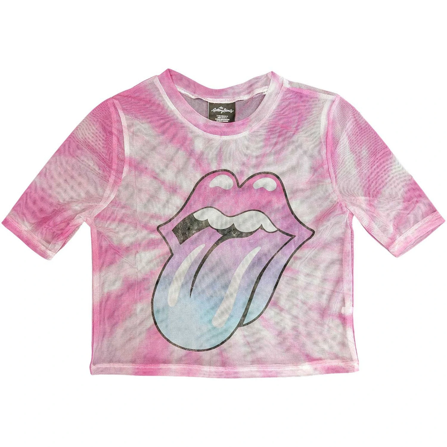 Pink Gradient Tongue Ladies Mesh Crop Top Junior Top 3 Pink Gradient Tongue Ladies Mesh Crop Top Junior Top