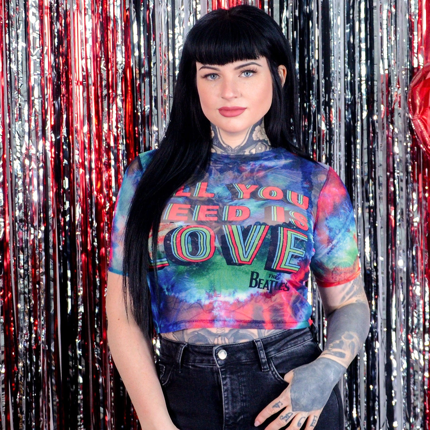 All You Need Is Love Ladies Mesh Crop Top Junior Top 4 All You Need Is Love Ladies Mesh Crop Top Junior Top - Image 2