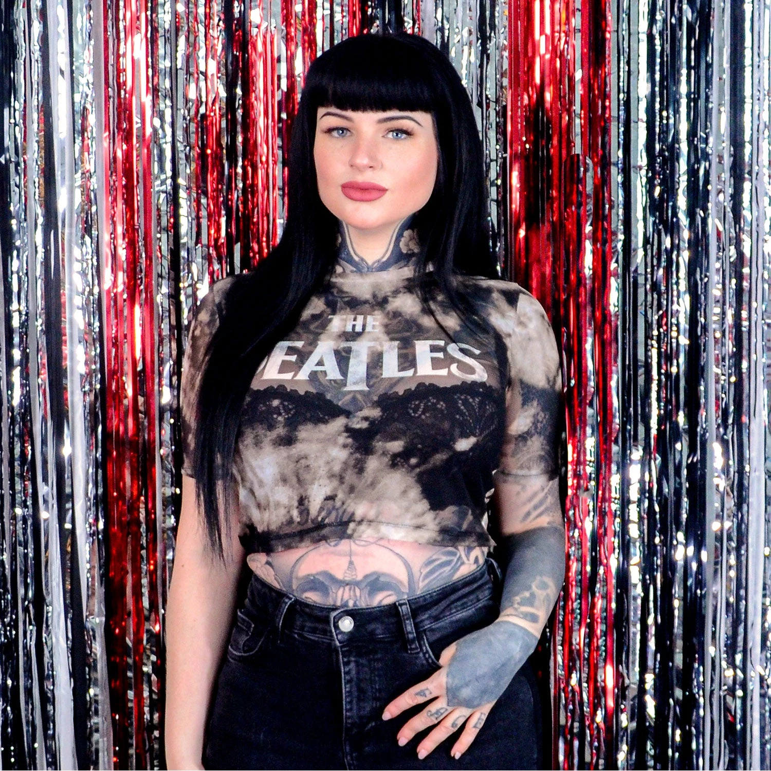 Drop T Logo Ladies Mesh Crop Top Junior Top 4 Drop T Logo Ladies Mesh Crop Top Junior Top - Image 2