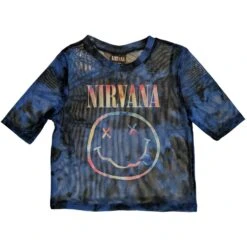 Nirvana Pastel Happy Face Ladies Mesh Crop Top Junior Top
